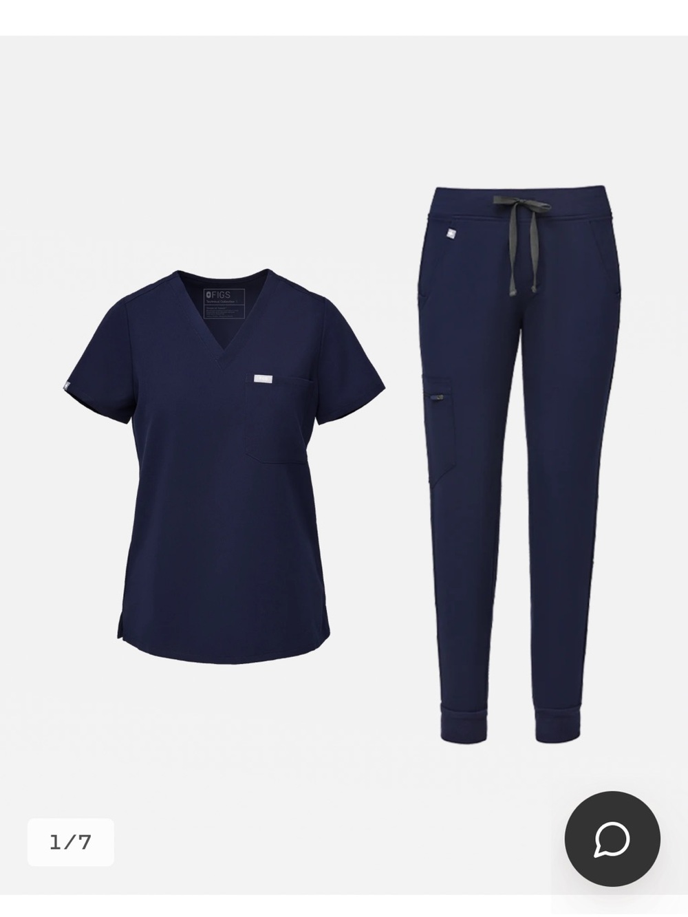 Figs Navy V-Neck Scrub Top and Jogger Set